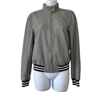 Zara Trafaluc Women’s Black & Gray Houndstooth Jacket w/Navy & White Trim- Small